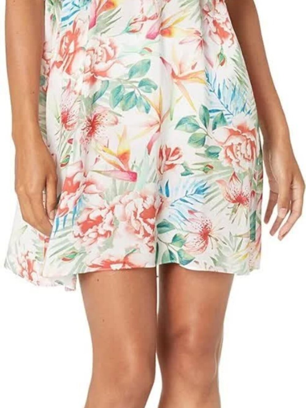 Lucky Brand Womens Multicolor Printed Ruffle Swing Cover Up Dress Small